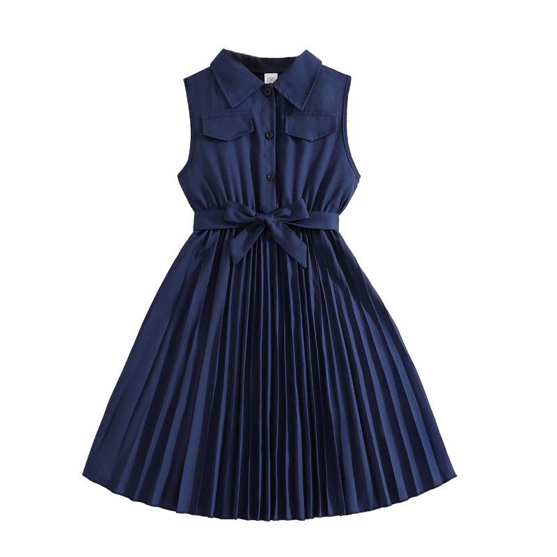 2026 Spring/Summer Kids' Academy Style Sleeveless Pleated Dress