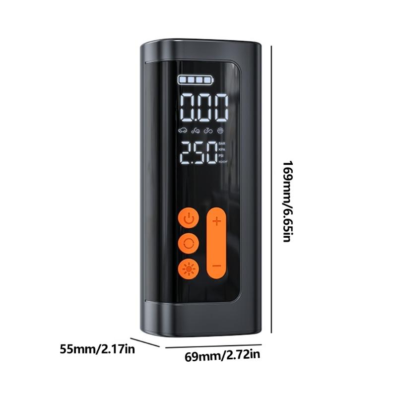 Cordless Tire Inflator With Digital Display 150PSI Rechargeable Battery For Cars Motorcycles Balls Swimming Pool Toys