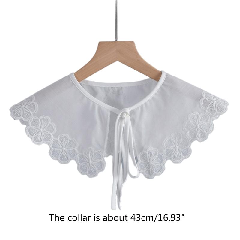 Lolita for Doll False Collar Shawl Scarf Embroidery Flower Shoulder Wrap Half Shirt Decorative Poncho Cape for Women Gir