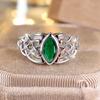 Vintage Silber Farbe Keltischer Knoten Marquise Cut Grün Zirkonia Ringe für Frauen Männer Modeschmuck