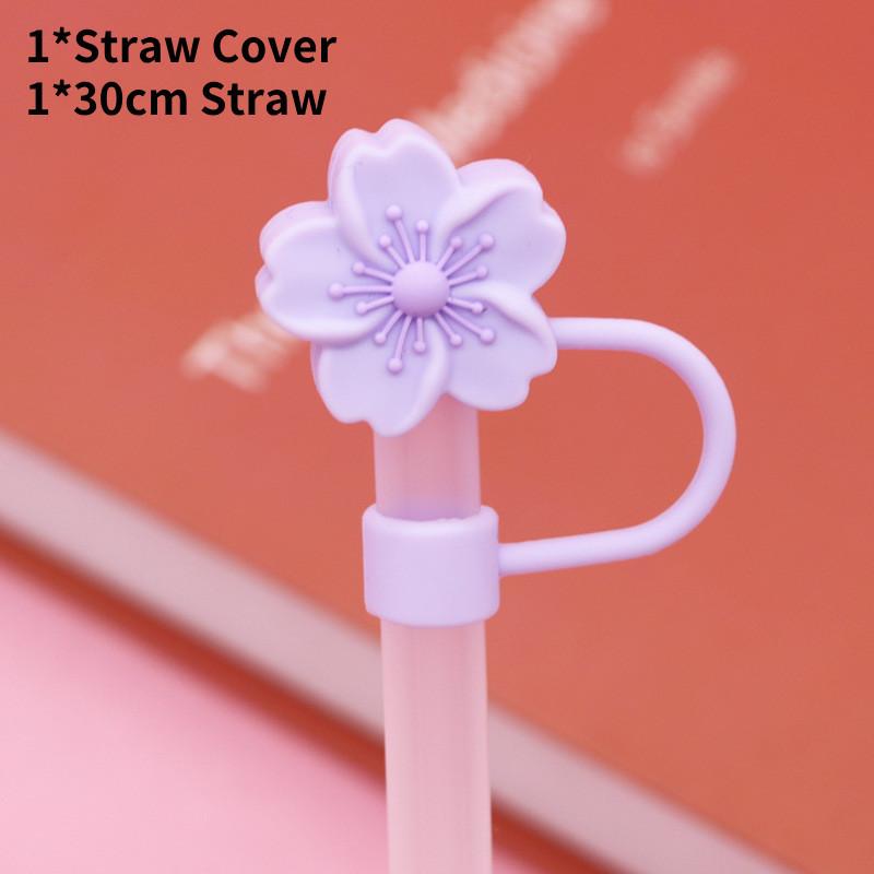 Straw Flower Silicone Cover Straw Cap Dustproof Reusable Stoppers Color Solid