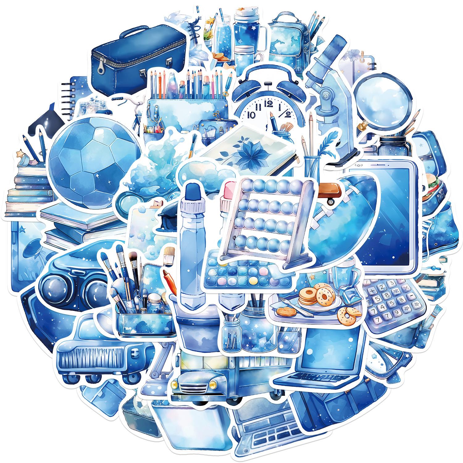 

50 Blue Style Learning Items Graffiti Stickers Guitar Notebook Suitcase DIY Waterproof Stickers