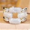 Luxury Gold Silver Color Cubic Zirconia Chain Link Ring for Women Daily Party Wedding Jewelry Gift