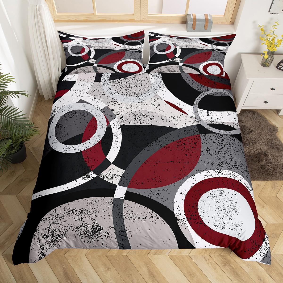 

Homewish Chic Circle Abstract Duvet Cover Set,Modern Minimalism Bedding Set,Fashion Geometry Stripes Bed Set DE XS 100x135cm 2pcs&set