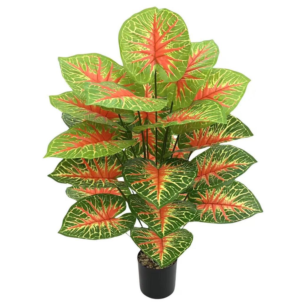 Indoor Floor-Standing Caladium Potted Plant: Realistic Artificial Green Bonsai for Home and Shop Display