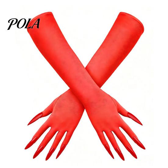 Festival Performance Accessories 1 Pair Halloween Ghost Claw Gloves, Long Fingernail Witch Costume Outfit Essentials Accessory, Dark Party Prop