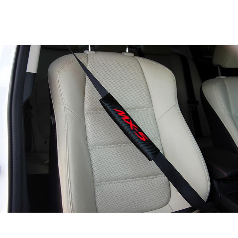 2pcs PU material carbon fiber texture Fashion Car Seat Belt Cover Car Seat belt shoulder Pads For Mazda MX5