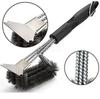 Grill Cleaning Brush BBQ tool Grill Brush 3 Stainless Steel Brushes In 1 Provides Effortless Cleanin pizza furnace stove brush