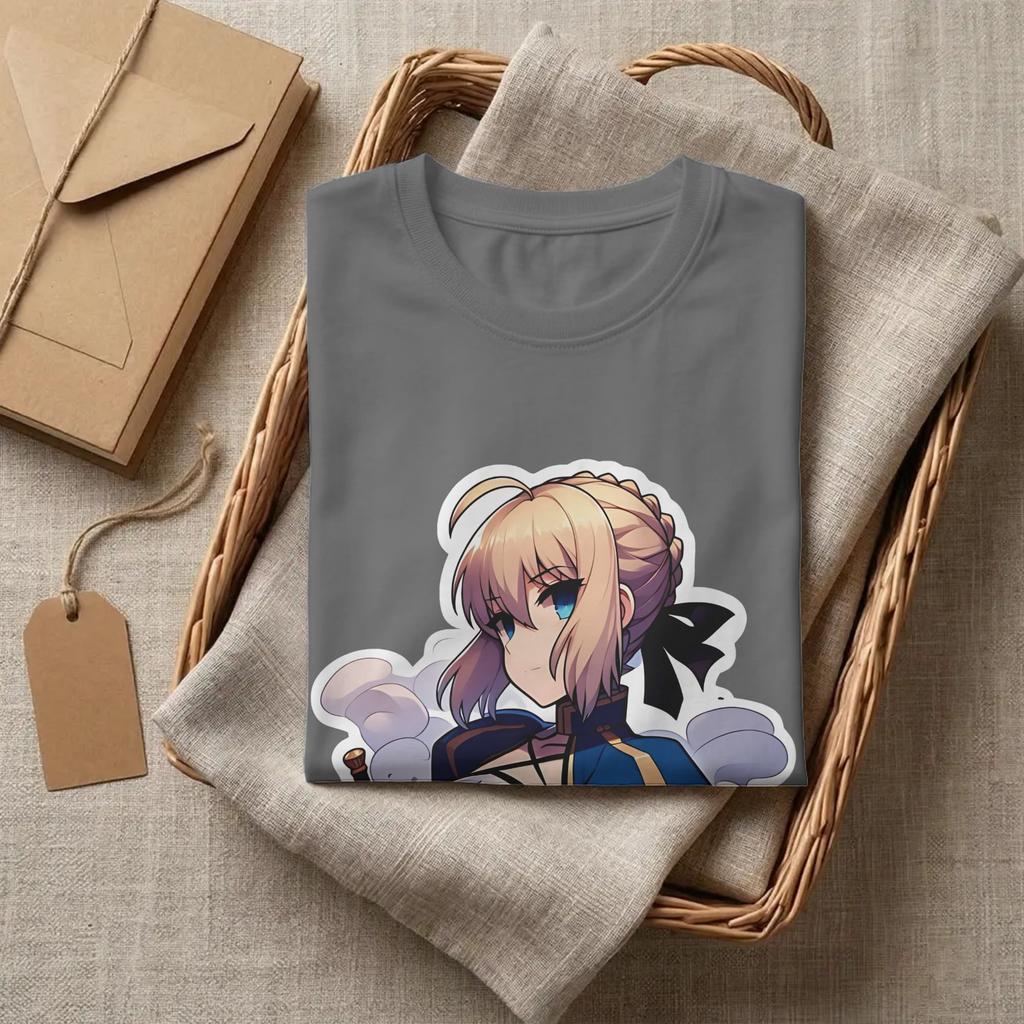 Ullzang Fate Stay Night Chibi Saber Fate Stay Night TShirt Unisex Crewneck Short Sleeve Clothes 100Cotton Summer TopsTops