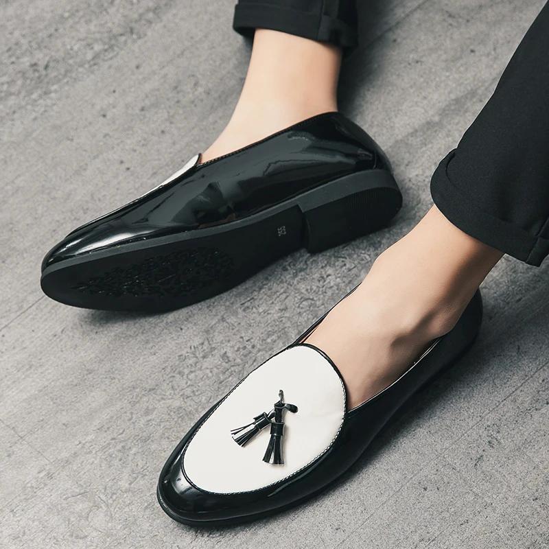 Fashion LUXURY ITALIAN LOAFERS MEN DRESS SHOES FASHION HAND-MADE SLIP ON TASSEL LOAFERS WEDDING OFFICE SHOES CASUAL MEN SHOES LEATHER