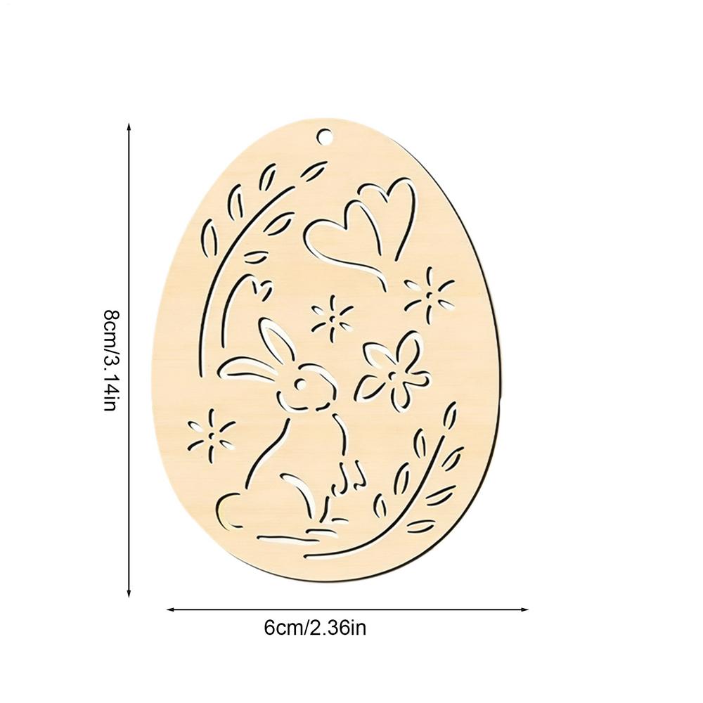 10pcs Easter Unfinished Wood Ornament Hollow Egg Shaped Ornament DIY Wooden Easter Eggs Paintable Decorations for School Party