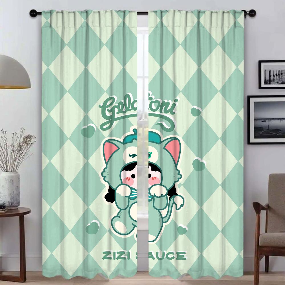 Liebliches Mädchen Modernes Wohnzimmer Vorhänge für Kamera-Jalousien Verdunkelungsvorhang Heim-Innenvorhänge 2 Stück Halloween-Dekoration