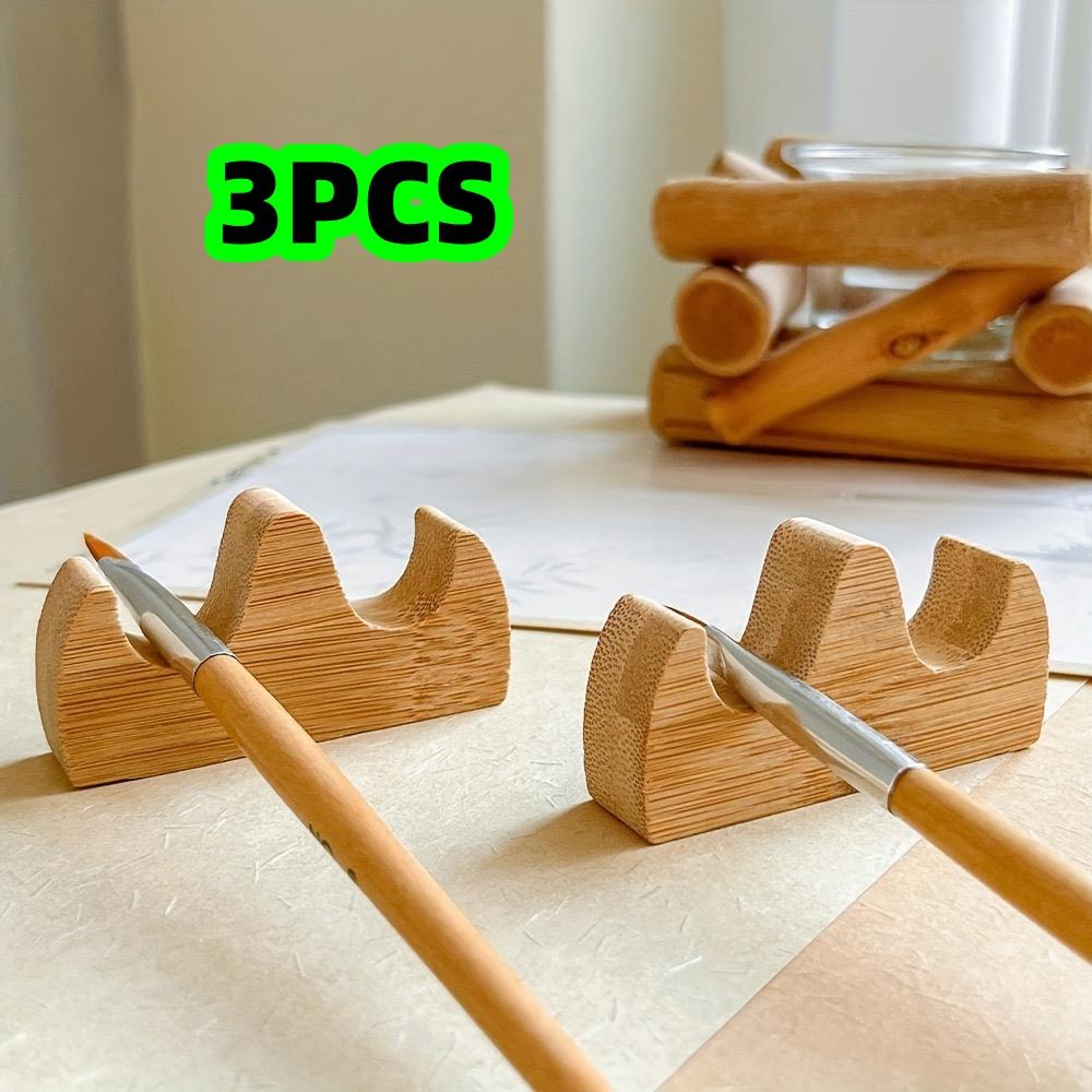 3-Piece Set of Mountain-Shaped Painting Brush Holders, Solid Wood Pen Stand, Multifunctional Desktop Pen Rest, Simple and Durable Wooden