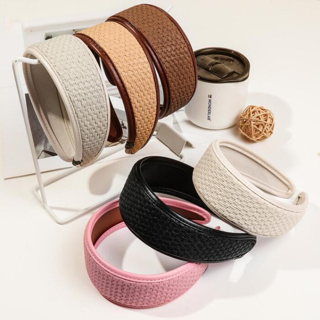 PROLY New Fashion Headband For Women Wide Side PU Leather Hairband Solid Color Turban Summer Travel Party Hair Accessories