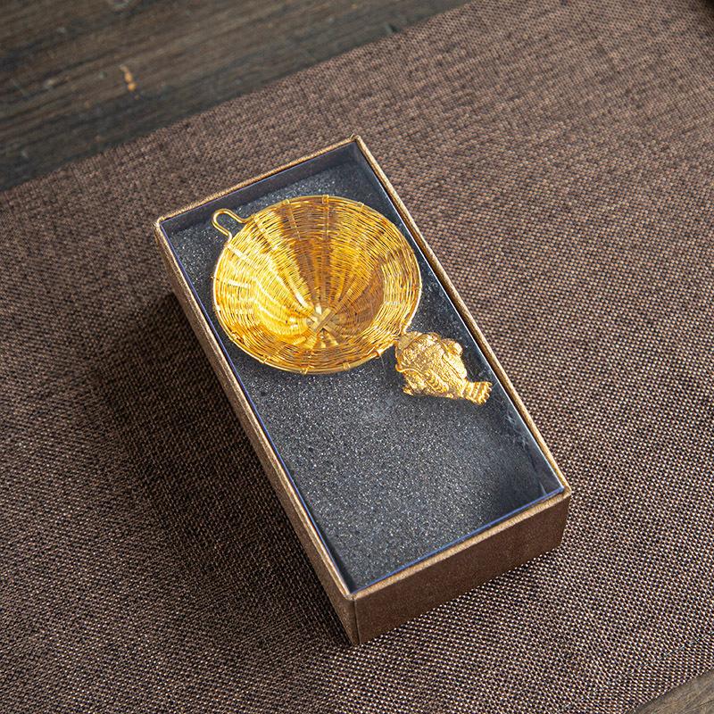 Tea Leak Pure Copper Tea Filter Pure Hand-woven Gold Mesh Silver Tea Set Accessories Tea Filter Tea Dispenser jinchan золотой
