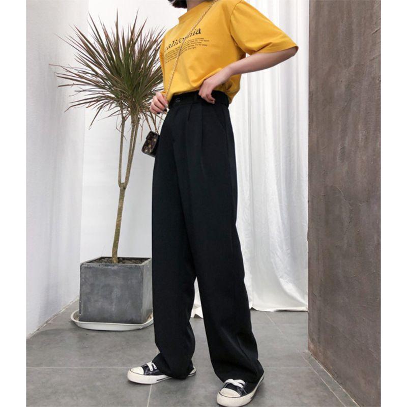 Pantaloni Eleganti a Vita Alta in Colori Uniformi per un Comfort Casual a Gamba Larga