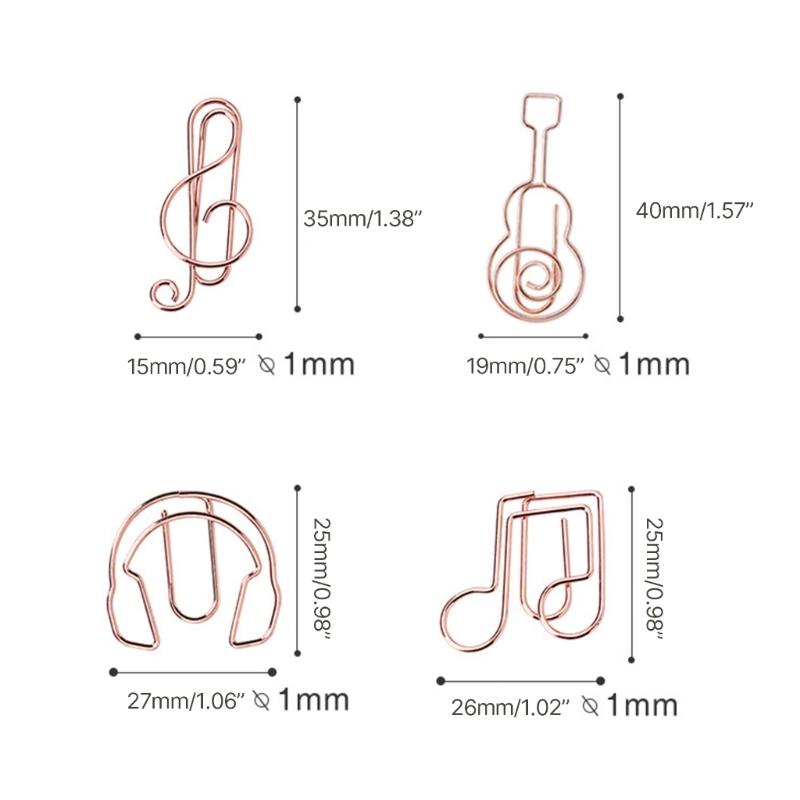 50Pcs Note Paper Clips Stationary Clips File Folders Clamp Mini Paper Clips Music Note Shaped Paper Clip for Home Office