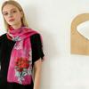 Floral Chiffon Scarf for Women - Lily & Peony Print, 160cm Lightweight Shawl, Elegant Beach Wrap, Boho Headscarf & Hijab