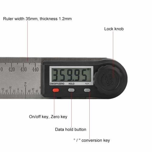 Vicfund Goniometer, Angle Meter, Digital Protractor, Carpenter's Gauge (500mm)