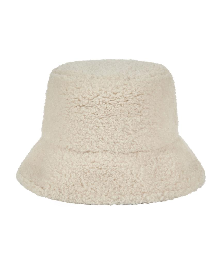 Bajal Monogram Label Fleece Bucket Hat Cream