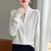Women's Pure Wool Double Zipper Knit Cardigan - Stand Collar, Drop Shoulder, Versatile Cashmere Sweater for Autumn/Winter