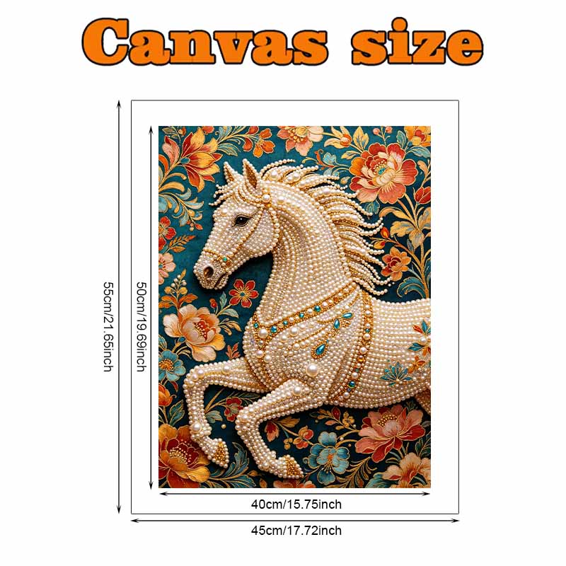 Pearl Painting 5D DIY White Horse Pearl Gemstone Art Diamond Painting Kit for Adults/Beginners Gift Ideas Home Decor Wall Art Craft