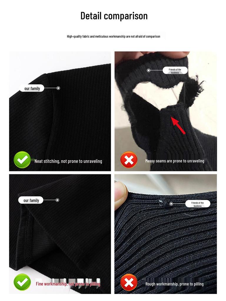 Women's Slim Fit Black Knit Dress - 2025 Autumn/Winter Long Sleeve Hip-Hugging Skirt