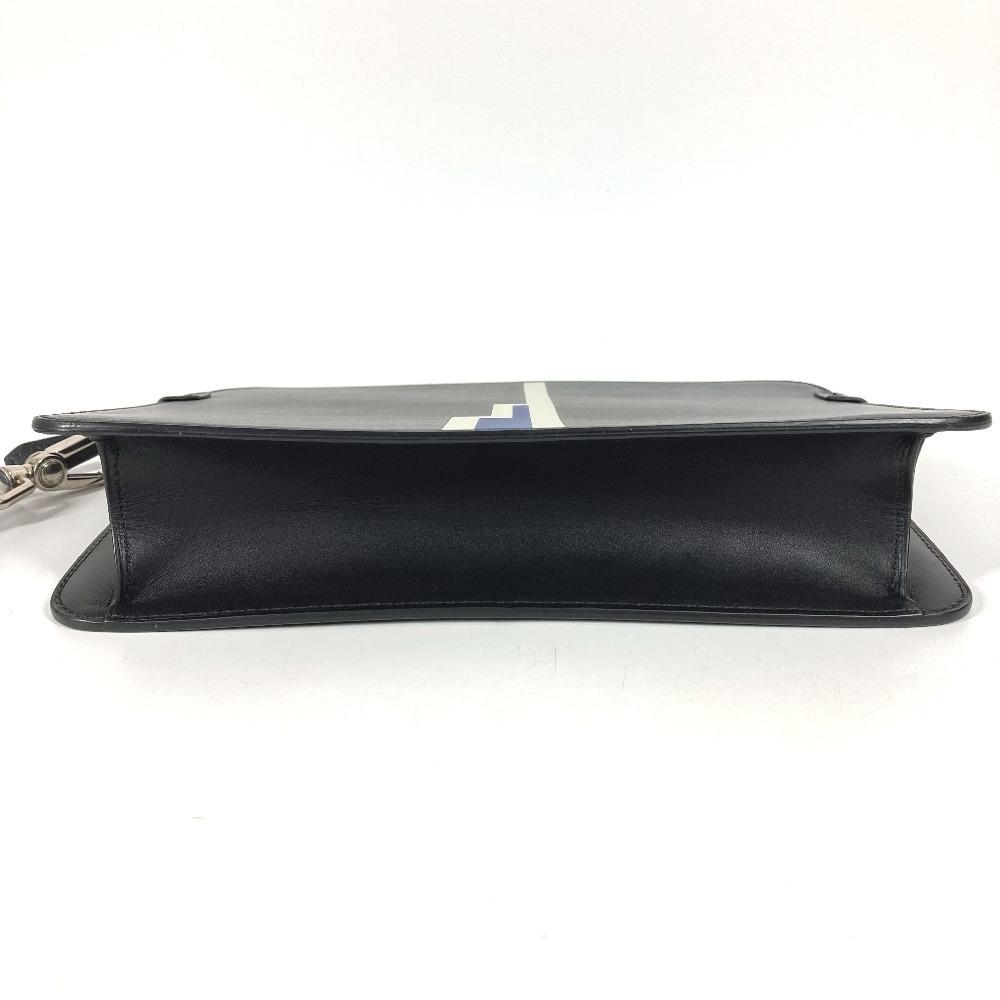 Dunhill D logo with Strap Cluch Bag Clutch bag Leather Black/Blue x White