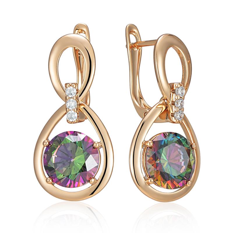 Unusual Big Water Drop Colorful Natural Zircon Drop Earrings For Women Trendy Rose Gold Color Daily Fine Jewelry Gift