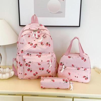 Nuovo Set Zaino Scolastico a Tre Pezzi Cartoon Fragola Grande Capacità 2026 - Resistente all'Usura, Carino, Borsa a Spalle Doppie Casual
