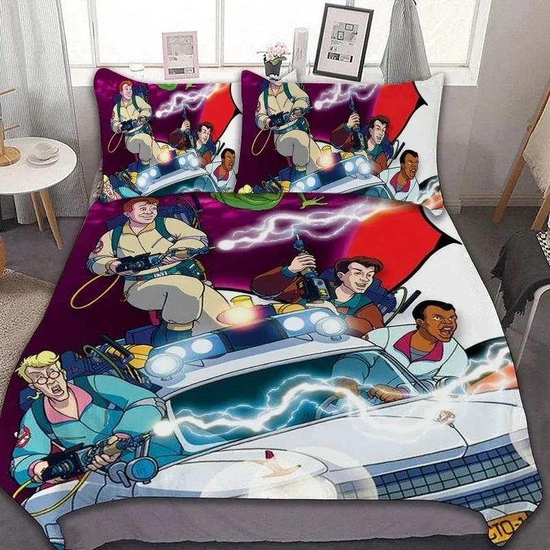Sängkläder Set Ghostbusters Tryckt Full Storlek Täcke Säng mjuk varm Överkast Påslakan Örngott Set Vuxen Pojkar sängkläder