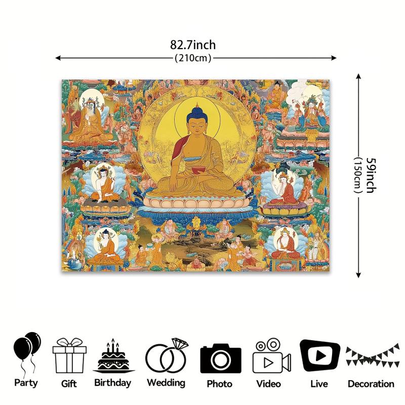 VIKAMA Buddha Shakyamuni Tangka Gobelín Čajovna Zen Obývací pokoj Zadní stěna Dekorace místnosti