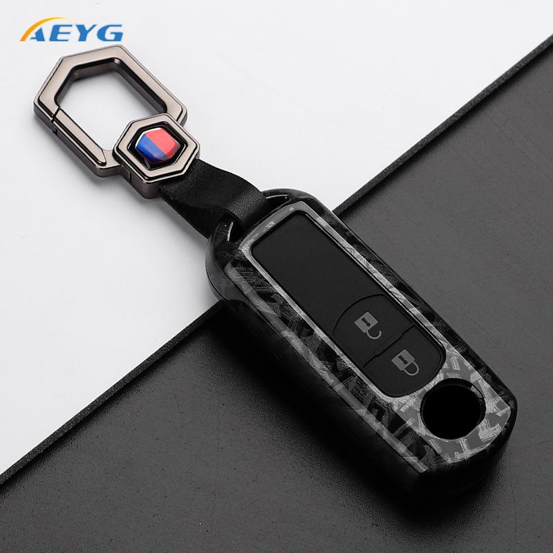 Carbon Fiber Abs Car Key Case Cover For Mazda 2 3 5 6 7 Cx-3 Cx-4 Cx-5 Cx-7 Cx-9 Axela Atenza Keyless Keychain Accessories