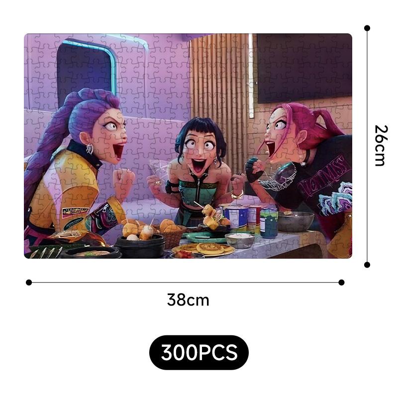 Yeni Kpop Şeytan Avcıları 38*26Cm 300 Parça Yapboz Oyuncakları Rumi Mira Zoey Huntrix Karakter Desenli Masa Oyunu Dekor Çocuk Hediye