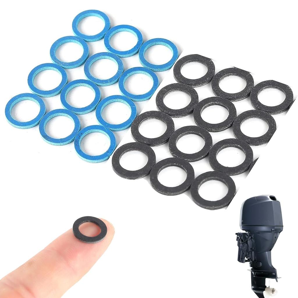 TonGass (20-Pack, Black) Exact Replacement for Yamaha 90430-08020-00 & 90430-08003-00, Lower Gear Case Oil Drain Gaskets, Japanese Hard Fiberboard