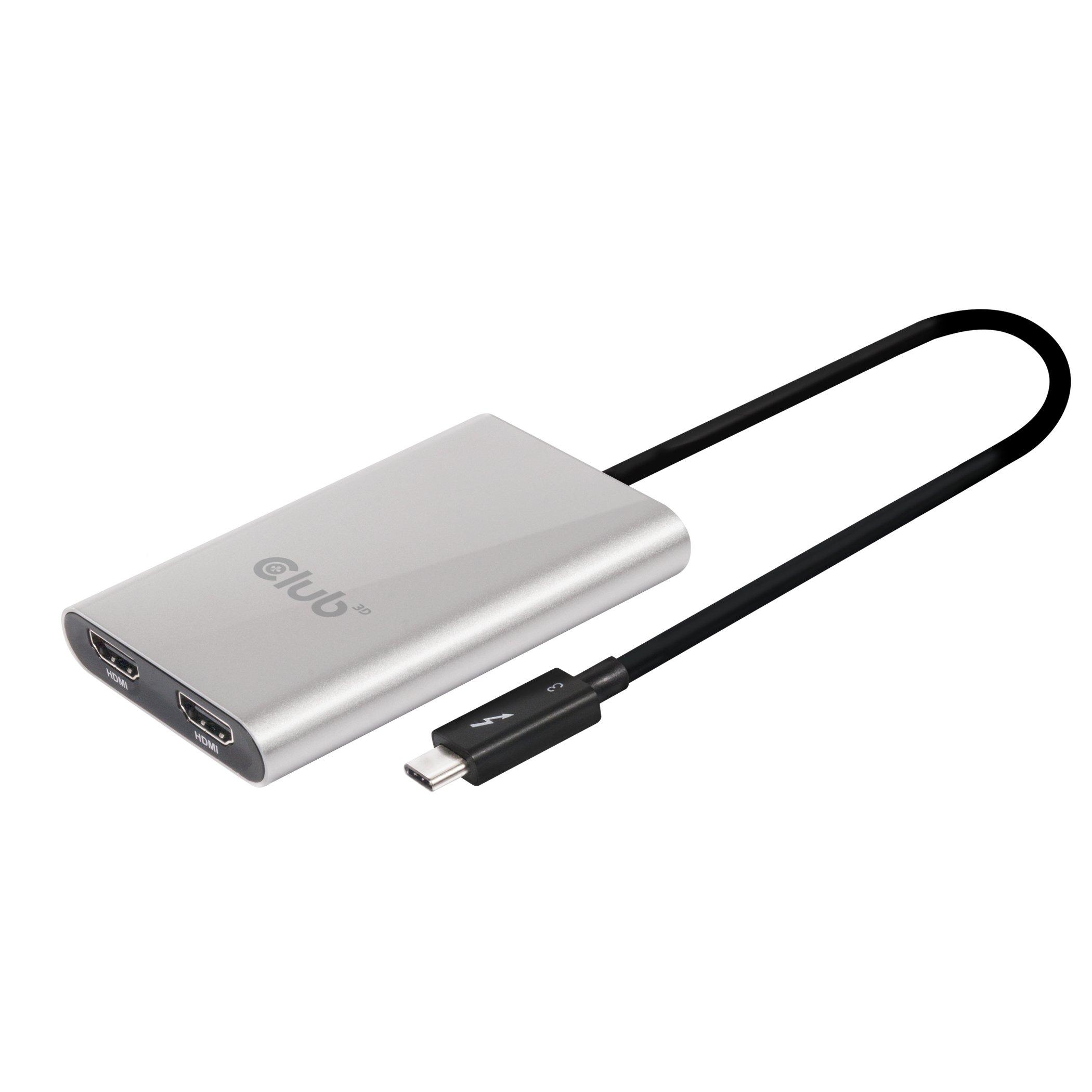 

Club3D SenseVision Compatible 3 to Dual Monitor 4K 60Hz Dual Display Distribution Hub Mac/Windows Thunderbolt™ HDMI™2.0 (CSV-1574) срібний