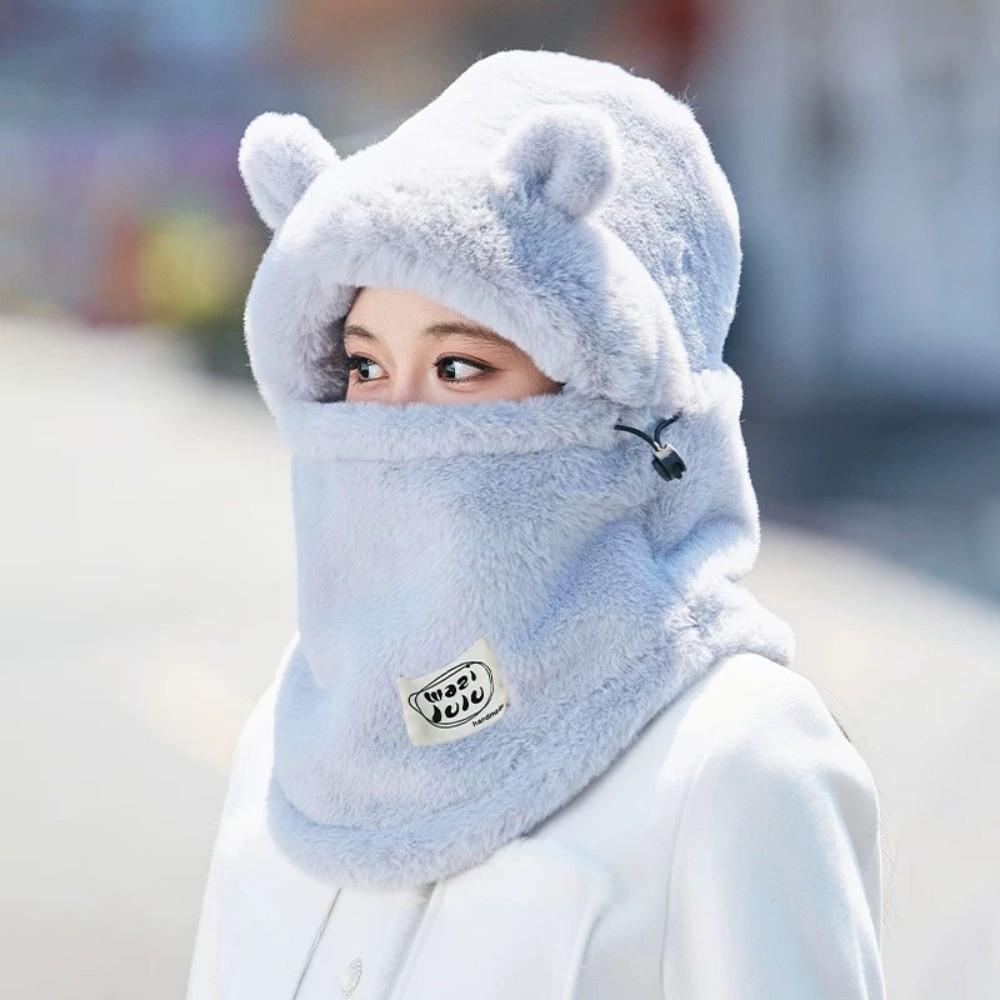 Fashion Windproof Balaclava Hat Warm Cute Bear Ear Protection Cap Cold Proof Pullover Hats Winter
