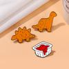 3PCS Dinosaur Biscuits Tomato Ketchup Enamel Badges Brontosaurus Stegosaur Lapel Brooches Metal Pins For Backpack Clothers Hat