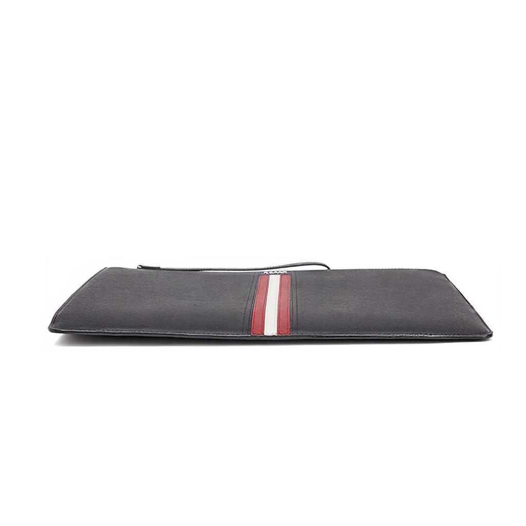 Bally Striped Decorated Leather Clutch Men Clutch Black THALDEN-LT-10