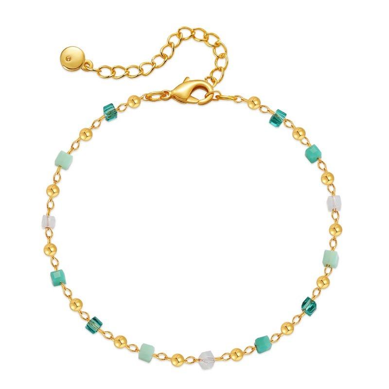 K Gold Plated Crystal Beaded Ethnic Bracelet For Women
