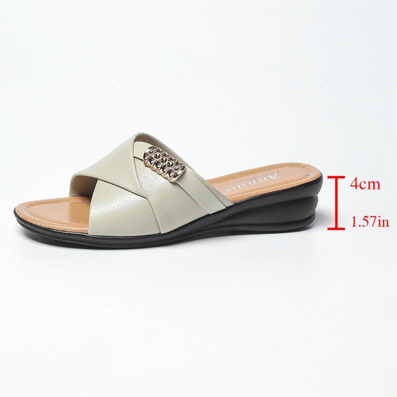 

Summer new slippers women s slope heel one word casual fashion fish mouth wear cool slippers women 43