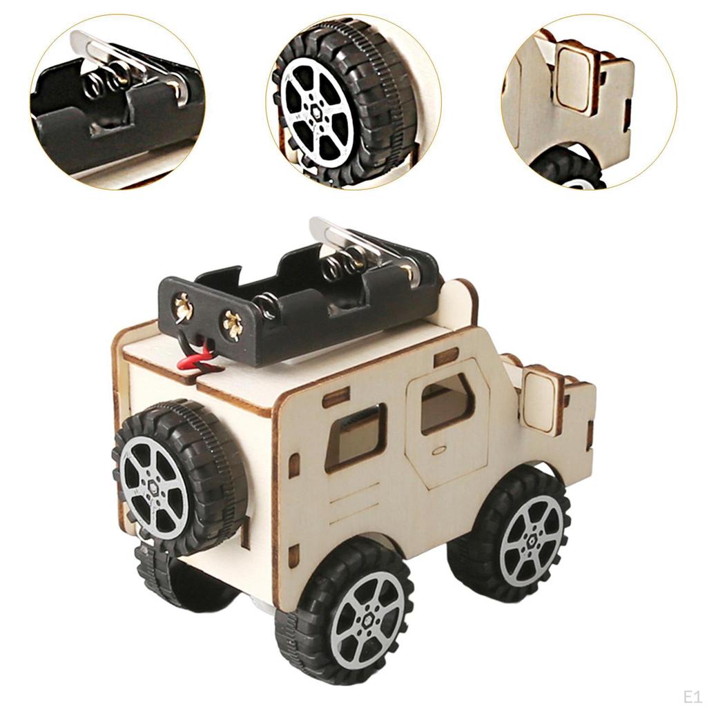 DIY Electric Car Model Science Toy Sturdy Educational Kit Wood Experiment Handmade