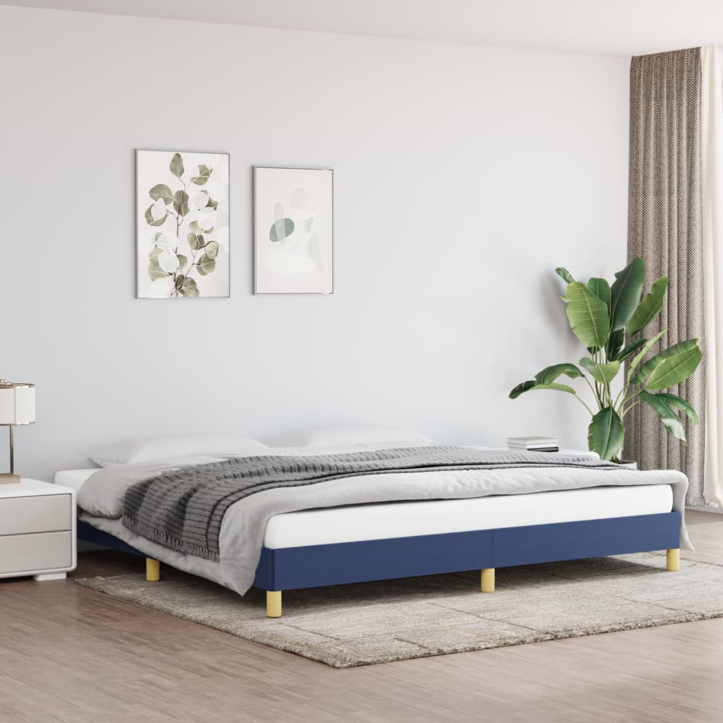 Bed Frame without Mattress Blue 200x200 cm Fabric