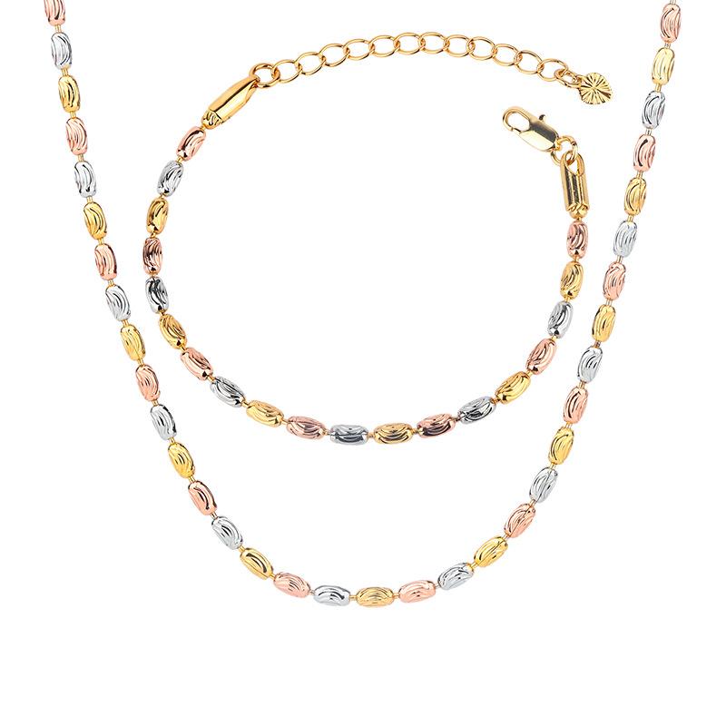 Niche Design Necklace Versatile Electroplated Color Gold Beaded Chain Set Female