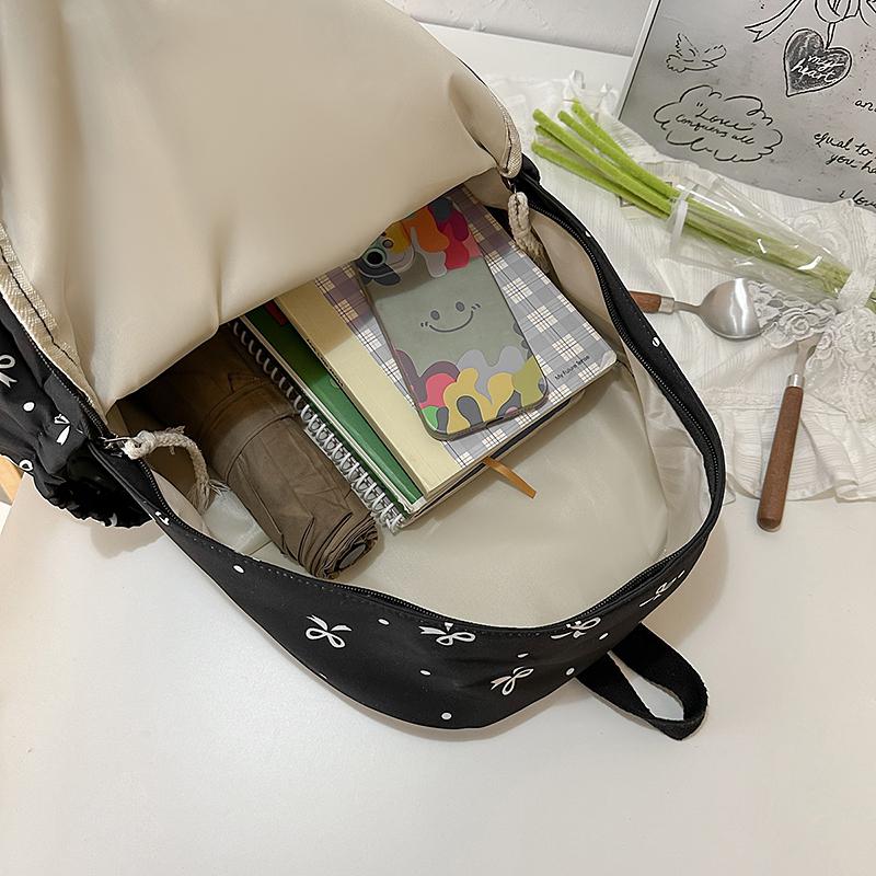 Schultasche für Studenten mit Schleifendruck, Rucksack mit großem Fassungsvermögen, Damen-Computerrucksack