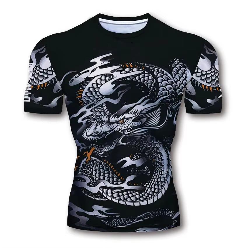 Summer Men's T Shirt Casual Short Sleeve Dragon 3d Pattern Pullover Street Loose Clothing Men T-shirt Women T Shirt Kid Tshirt