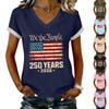 Women's Casual Printed T-Shirt V Neck Pullover Short Sleeve Top