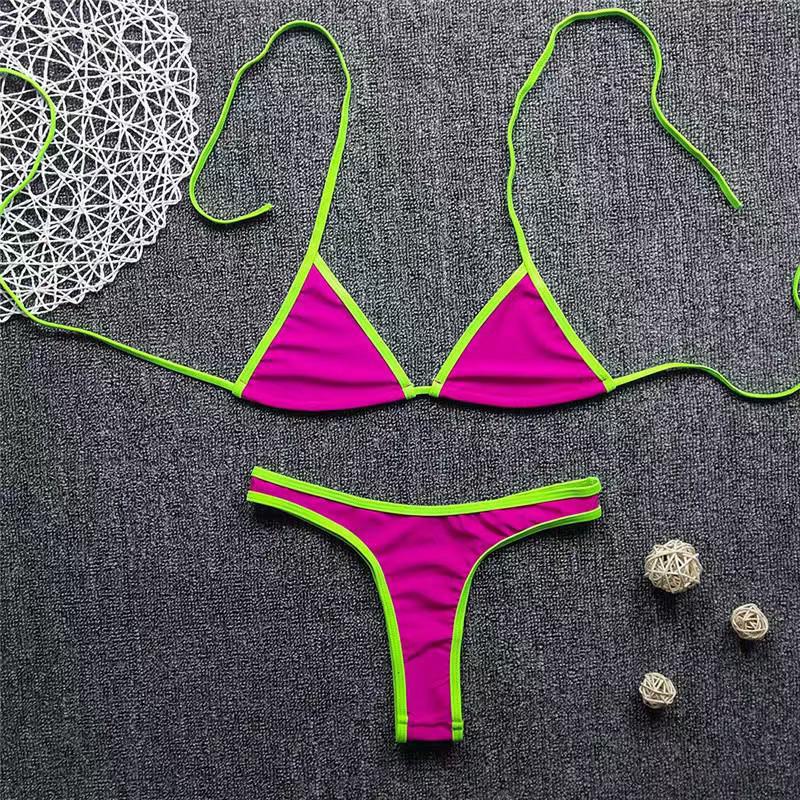 Evropské a americké vícebarevné sexy bikiny bez zad