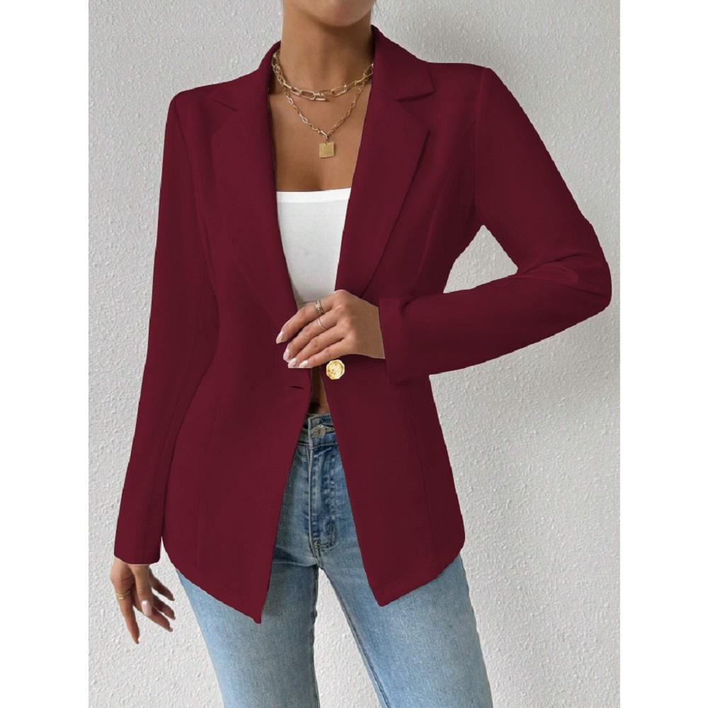 Women's Elegant Blazers Long Sleeve Solid Formal Blazer Ladies Office Work Set Single Button Outerwears Jackets Coat
