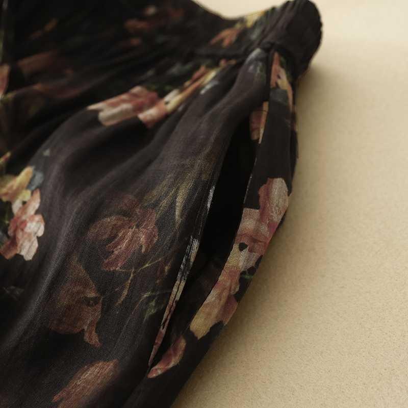 Floral Vintage Big Hem Airy Flowing Plus Lined Half-body Skirt